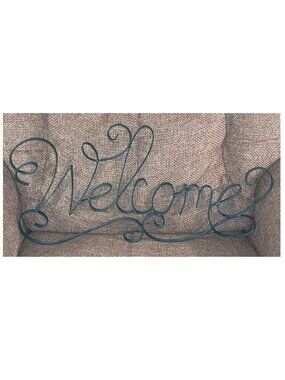 Metal Scroll Welcome Sign Wall Decor ~ Teal